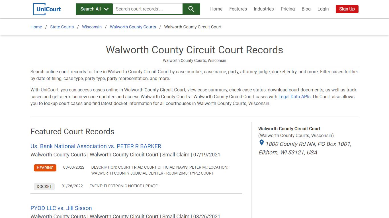 Walworth County Circuit Court Records | Walworth | UniCourt