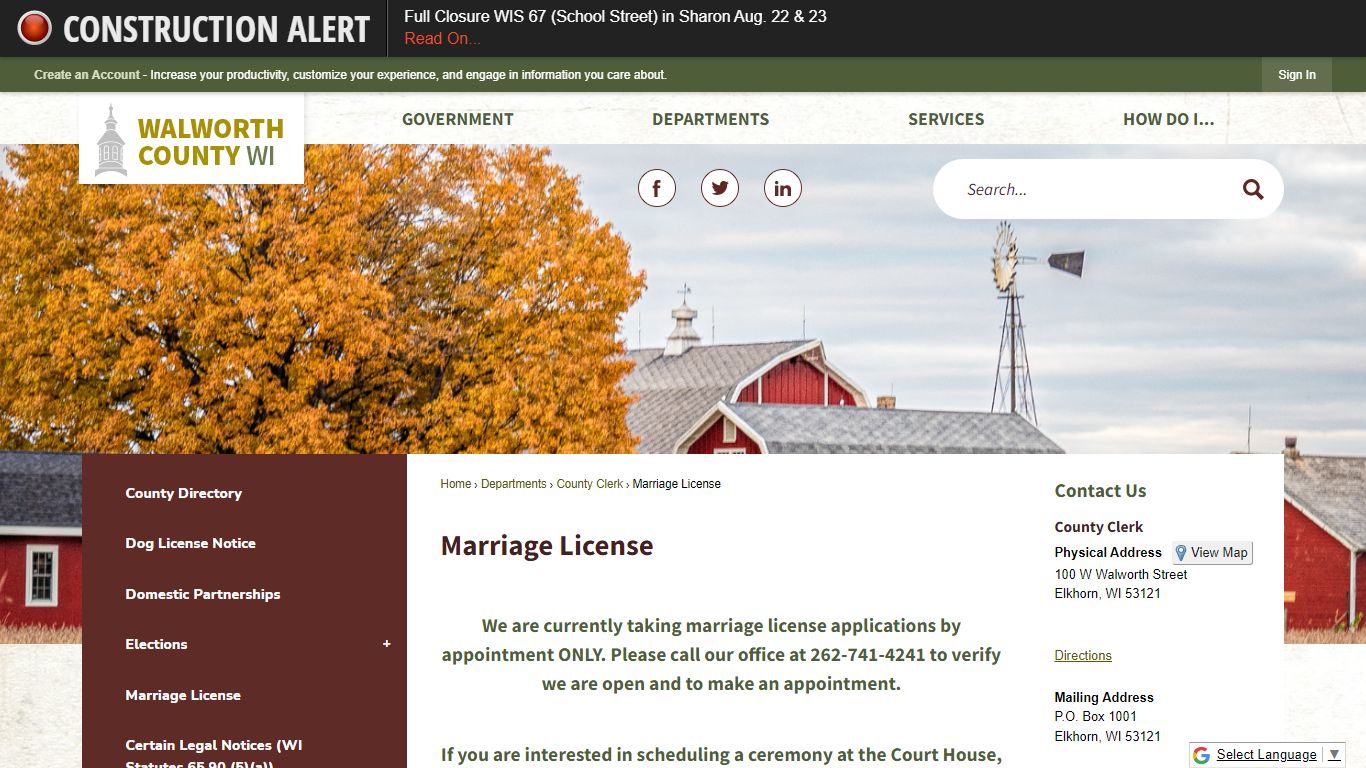 Marriage License | Walworth County, WI